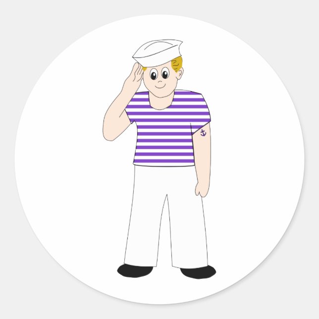 Niedlich Cartoon Sailor Runder Aufkleber (Vorderseite)