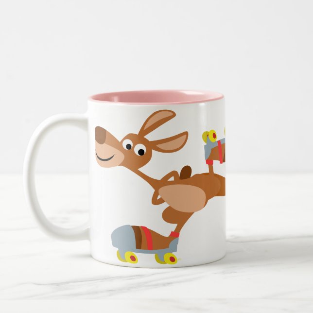 Niedlich Cartoon Skaten Kangaroo Tasse (Links)