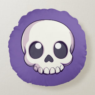 Niedlich Cartoon Skull Halloween Rundes Kissen