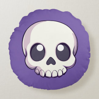 Niedlich Cartoon Skull Halloween Rundes Kissen