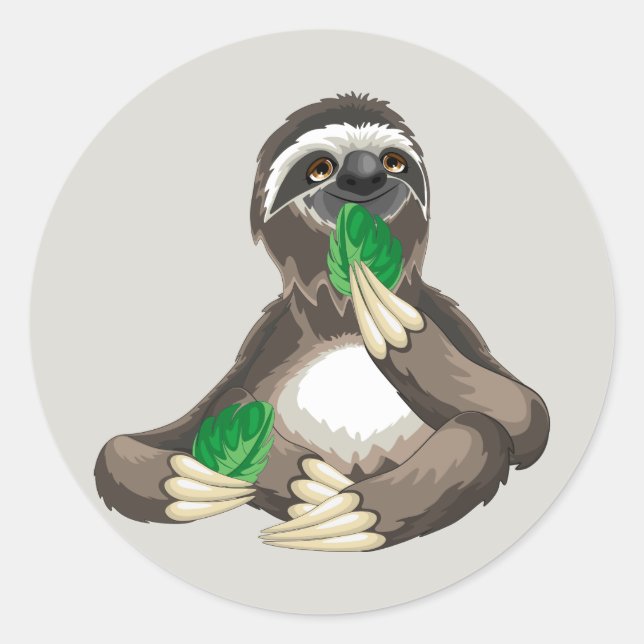 Niedlich Cartoon Sloth Runder Aufkleber (Vorderseite)