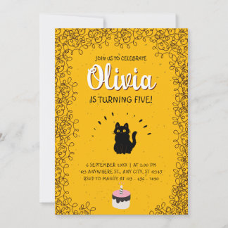 Niedlich Cat Birthday Party Einladung