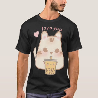 Niedlich Cat Boba Valentinstag T-Shirt