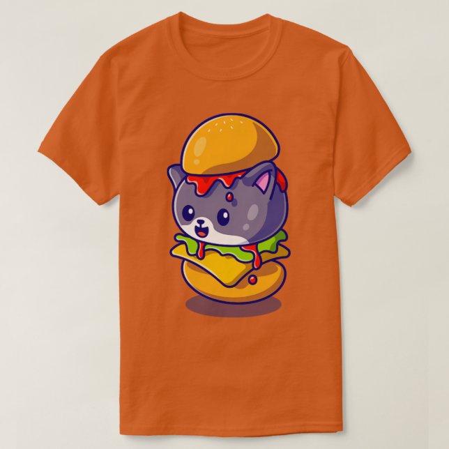 Niedlich Cat Burger Cartoon T-Shirt (Design vorne)