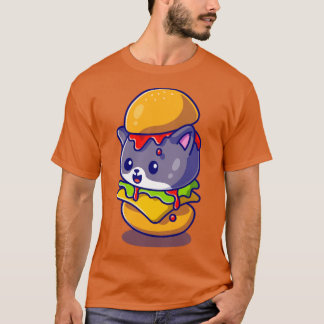 Niedlich Cat Burger Cartoon T-Shirt