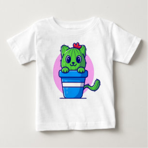 Niedlich Cat Cactus Cartoon Baby T-shirt