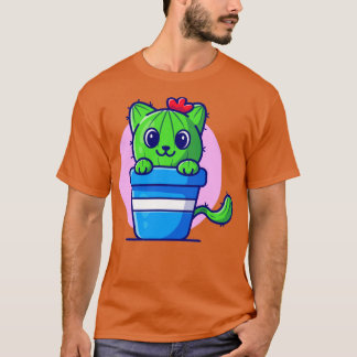 Niedlich Cat Cactus Cartoon T-Shirt