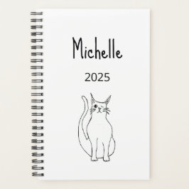 Niedlich Cat Cartoon 2025 Winking Kitty Schwarz-we Planer