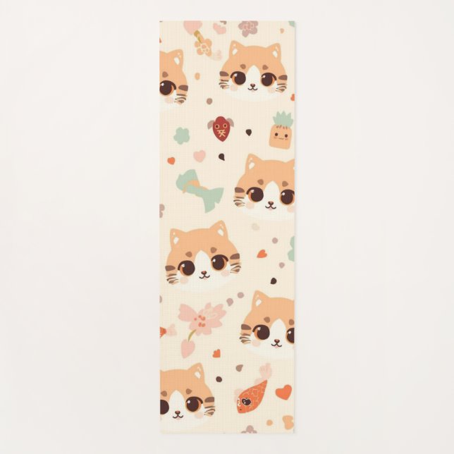 Niedlich Cat Cartoon Funny Pattern Party Yogamatte (Vorderseite)