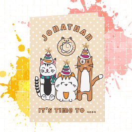 Niedlich Cat Cartoon Funny Sprichwort Geburtstagsp Karte