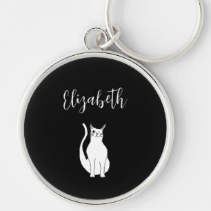 Niedlich Cat Cartoon Kitty Zeichnend Schwarz-weiß Schlüsselanhänger