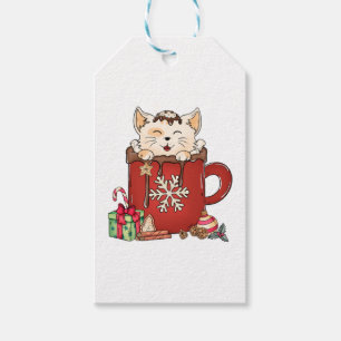 Niedlich Cat Christmas Chocolate Kaffee Geschenkanhänger