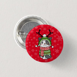 Niedlich Cat Christmas Kleinen Geschenke Galore Button