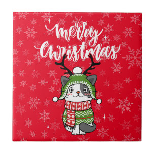 Niedlich Cat Christmas Kleinen Geschenke Galore Fliese