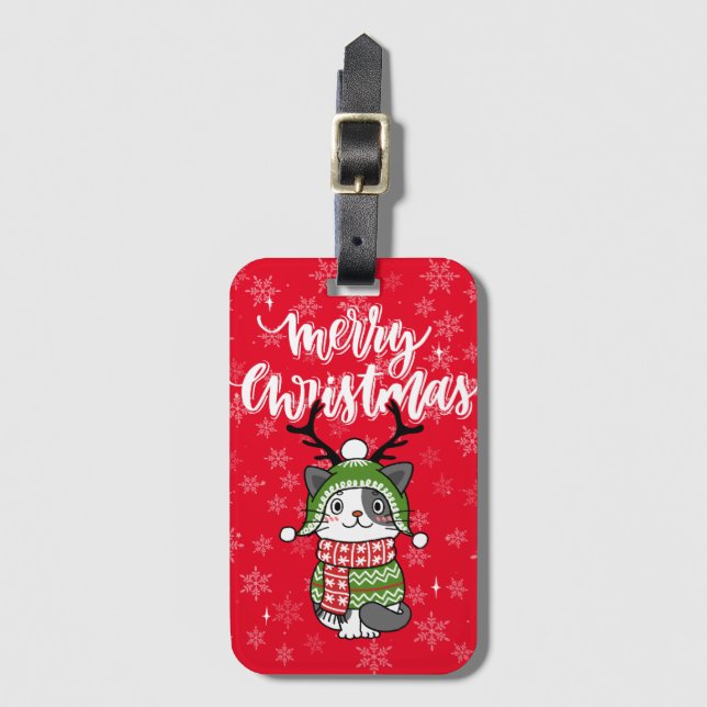 Niedlich Cat Christmas Kleinen Geschenke Galore Gepäckanhänger (Vorderseite Vertikal)