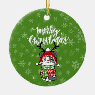 Niedlich Cat Christmas Kleinen Geschenke Galore Keramik Ornament