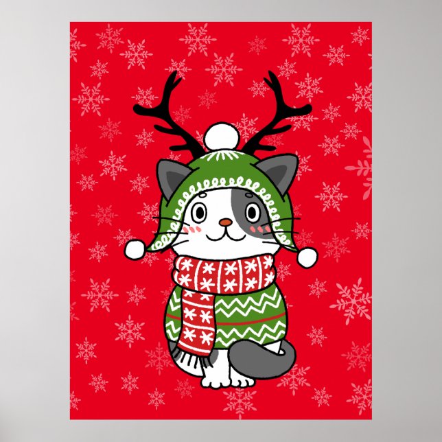 Niedlich Cat Christmas Kleinen Geschenke Galore Poster (Vorne)