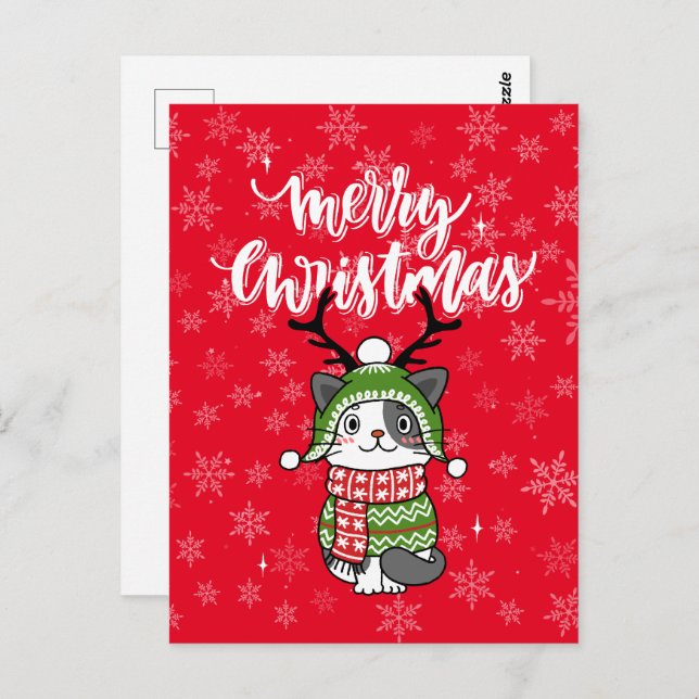 Niedlich Cat Christmas Kleinen Geschenke Galore Postkarte (Vorne/Hinten)