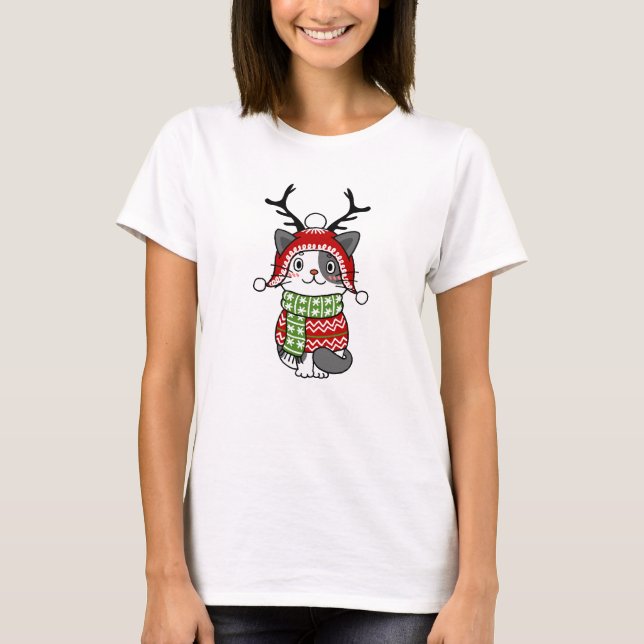 Niedlich Cat Christmas Kleinen Geschenke Galore T-Shirt (Vorderseite)