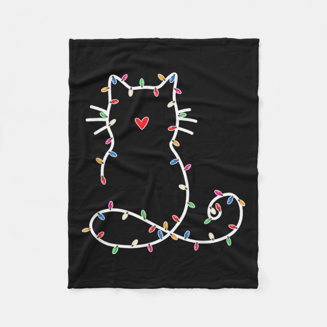 Niedlich Cat Christmas Light Cat Lover Mama Vater  Fleecedecke (Vorderseite)
