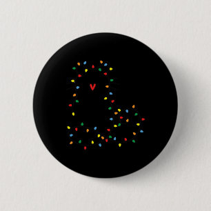 Niedlich Cat Christmas Light Graphic Cat Black Mam Button