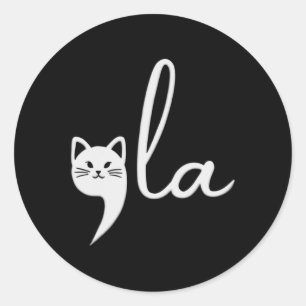 Niedlich Cat Comma-la Kamala Harris Präsident 2024 Runder Aufkleber