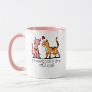 Niedlich Cat Couple Funny Kittens Valentinstag Tasse