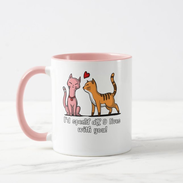 Niedlich Cat Couple Funny Kittens Valentinstag Tasse (Links)