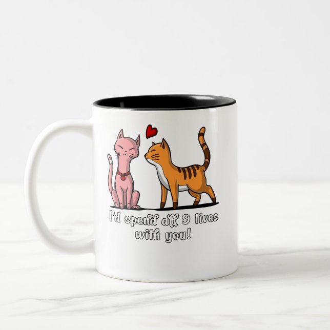 Niedlich Cat Couple Funny Kittens Valentinstag Zweifarbige Tasse (Links)