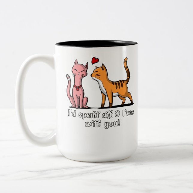 Niedlich Cat Couple Funny Kittens Valentinstag Zweifarbige Tasse (Links)