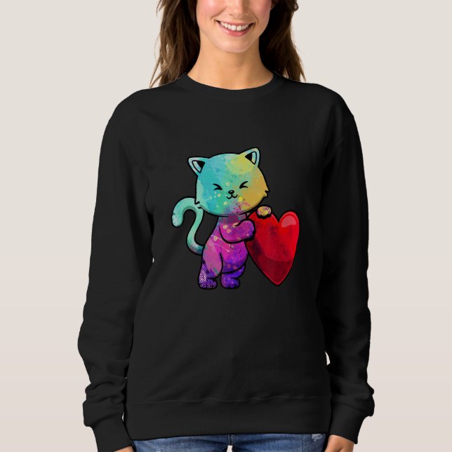 Niedlich Cat Farbenfroher Pop Kitten Adoption Kitt Sweatshirt (Vorderseite)