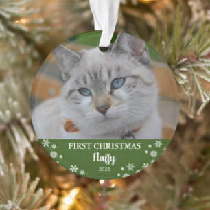 Niedlich Cat first Christmas Snowflakes Foto Ornam Ornament