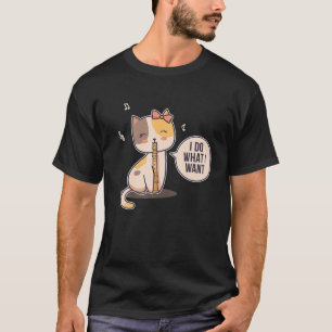 Niedlich Cat Flute Player Girl Flutist T-Shirt