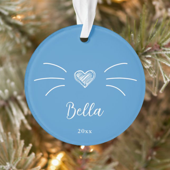 Niedlich Cat Foto Blue Ornament (Baum)