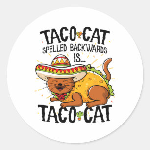 Niedlich Cat Funny Cinco De Mayo Party Runder Aufkleber