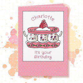 Niedlich Cat Funny Party Kitten Cartoon Geburtstag Karte
