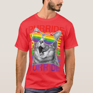 Niedlich Cat Gay Pride Month Rainbow Flag Sonnenbr T-Shirt