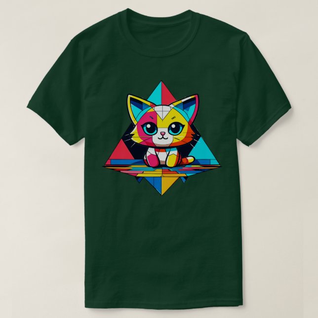 Niedlich Cat Geometric T-Shirt (Design vorne)