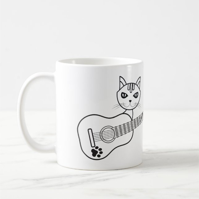 Niedlich Cat Guitar - Kitty Kitten Gitarrist Kaffeetasse (Links)