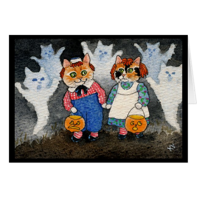 Niedlich Cat Halloween Ghosts Pumpkin (Vorderseite (Horizontal))