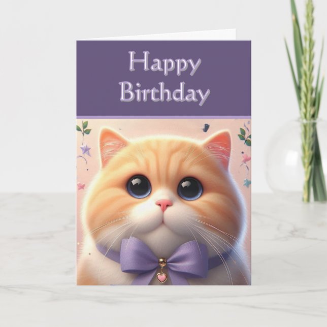 Niedlich Cat Happy Birthday Karte (Vorderseite)