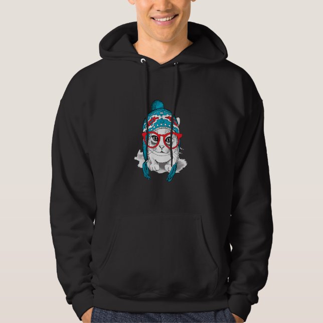 Niedlich Cat Hat Alpaca Hoodie (Vorderseite)
