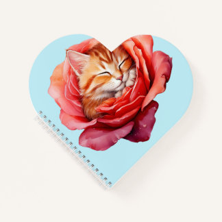 Niedlich Cat Journal - Heart Shaped Spiral Noteboo Notizbuch