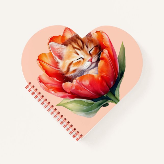 Niedlich Cat Journal - Heart Shaped Spiral Noteboo Notizbuch (Vorderseite)