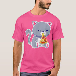 Niedlich Cat Kawaii Anime Cat Pizza Anime Lovers F T-Shirt
