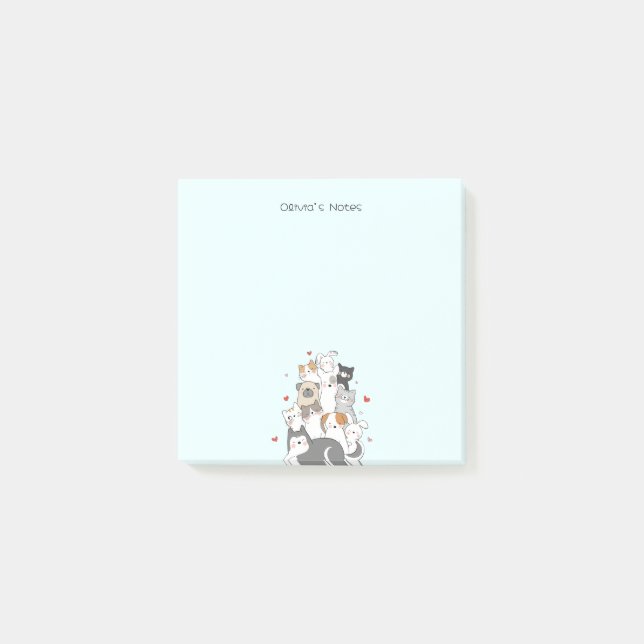 Niedlich Cat Kitten Farbverlauf Personalisiert Post-it Klebezettel (Vorderseite)