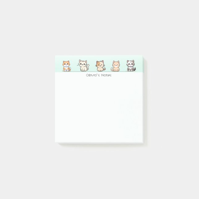 Niedlich Cat Kitten Farbverlauf Personalisiert Post-it Klebezettel (Vorderseite)
