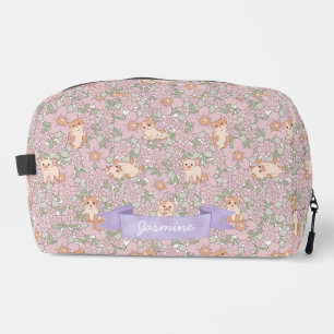 Niedlich Cat Kitten Lila Blumenmuster Waschbeutel