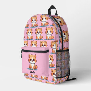 Niedlich Cat Kitty Pattern Individuelle Name Bedruckter Rucksack