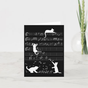 Niedlich Cat Kitty Playing Musiknote Clef Musician Karte